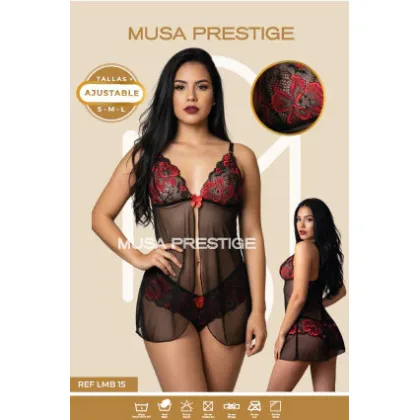 Lencería LMB 15 NEGRO ENCAJE ROJO