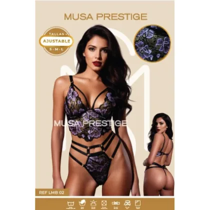 LMB 02 NEGRO ENCAJE MORADO