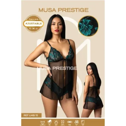 Lencería LMB 15 NEGRO ENCAJE AZUL
