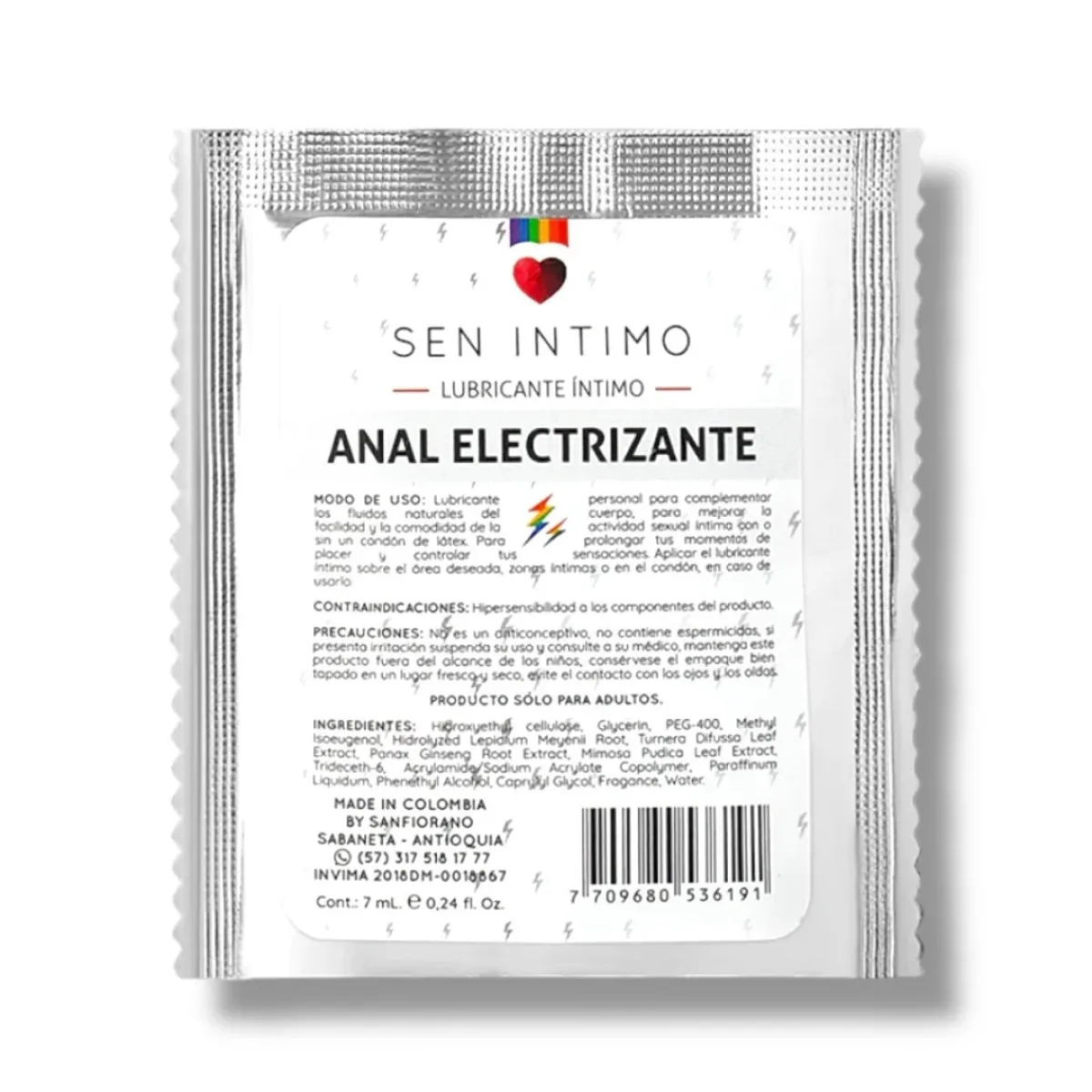 Lub. Anal Electrizante Sachet 7 ml Sen Intimo