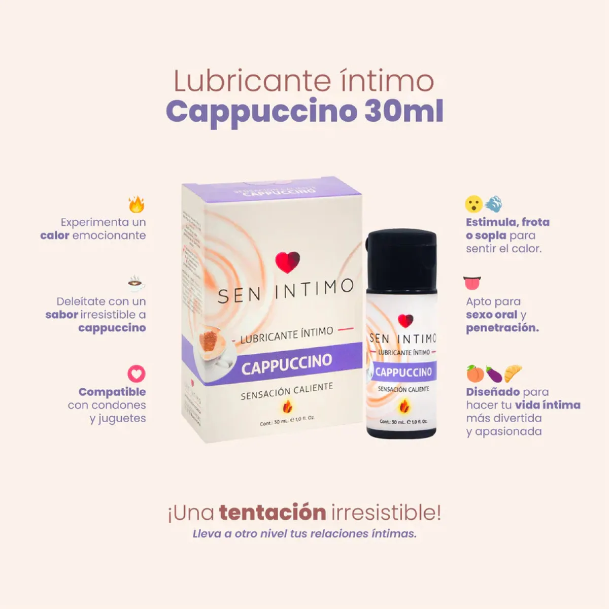 Lubricante Íntimo Cappuccino Sensación Caliente x 30 ml by Sen Intimo Lubricante Íntimo Cappuccino Sensación Caliente x 30 ml by Sen Intimo