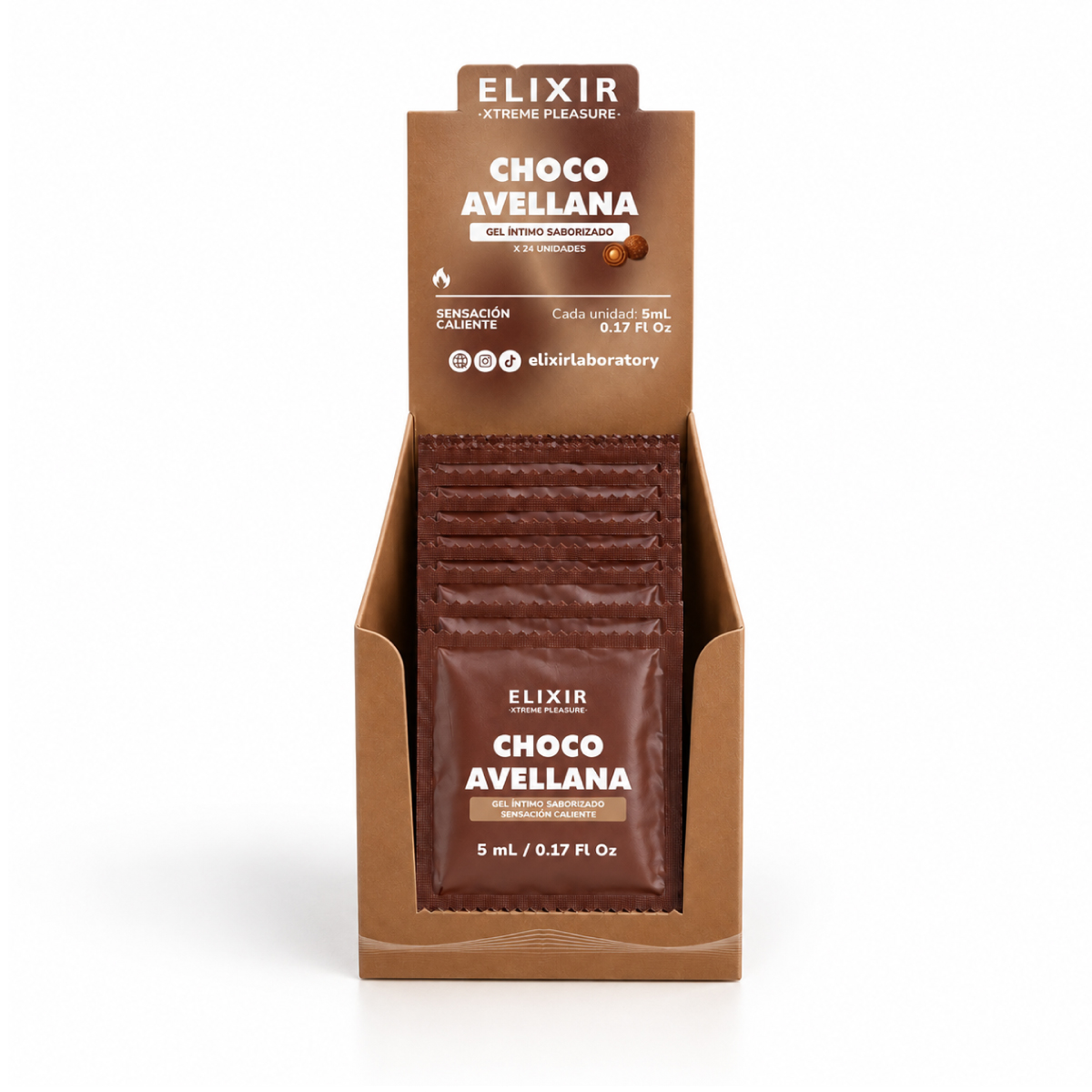 Gel Íntimo Saborizado Choco Avellana Elixir - Tamaño: Caja x6(15ml) - Tamaño: Sachet caja x24